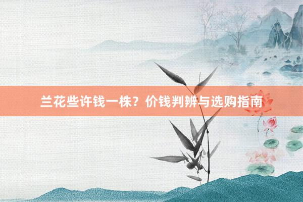 兰花些许钱一株？价钱判辨与选购指南