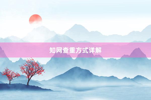 知网查重方式详解